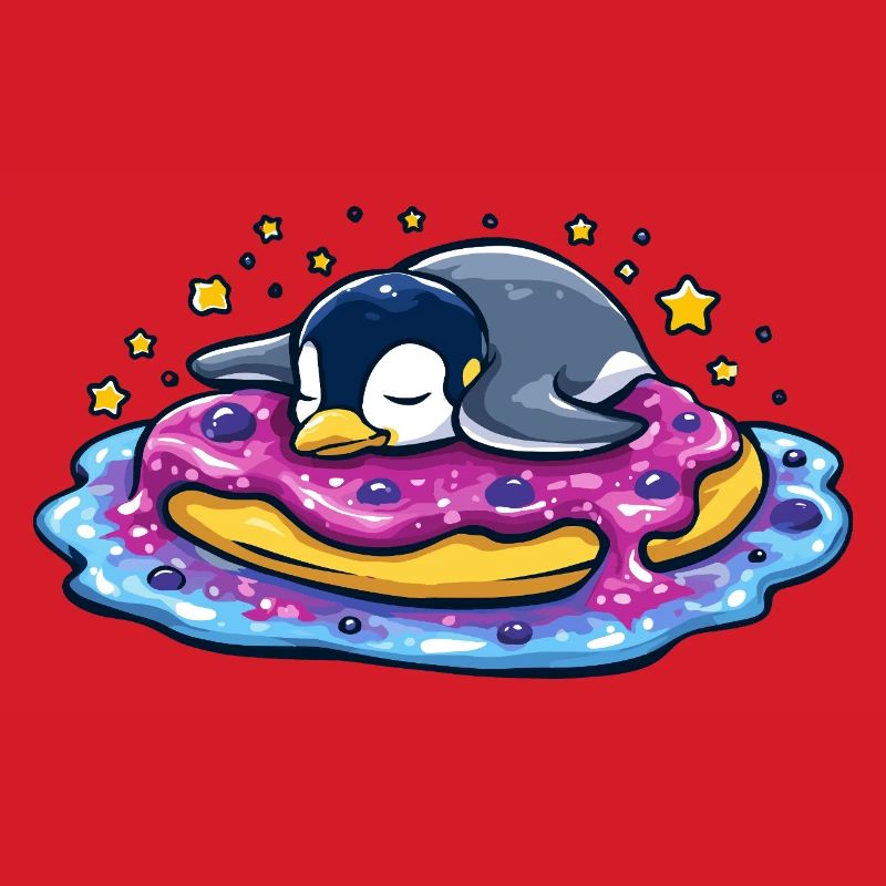Sleeping penguin on donut