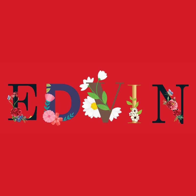 Nom EDVIN décoré de fleurs