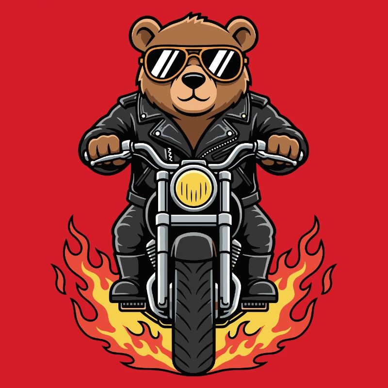 Cool Biker Bear Motorradflammen