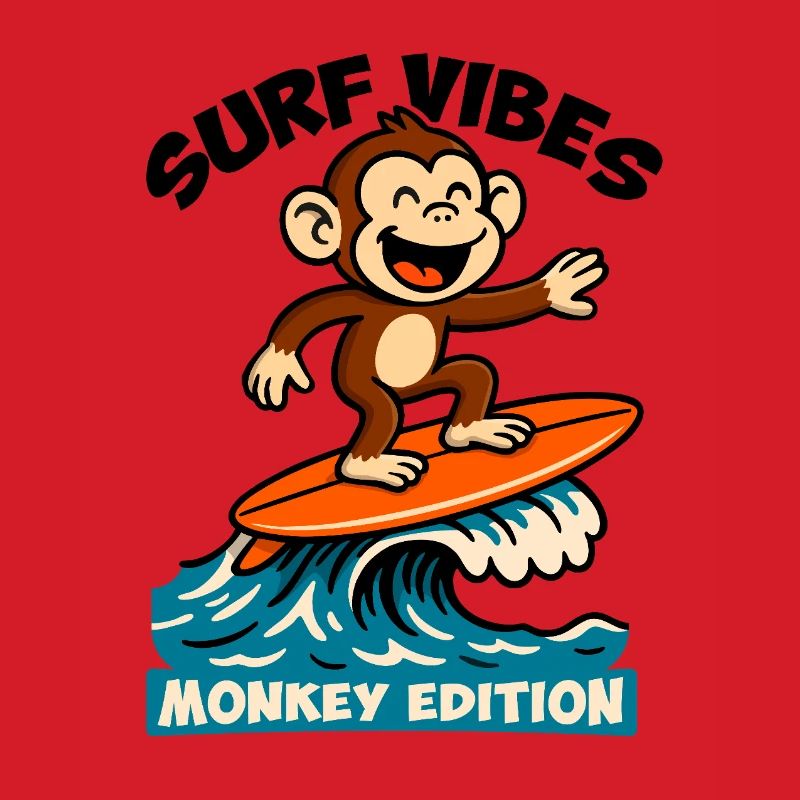 Surf Vibes, Monkey Edition. Glücklicher Surfaffe