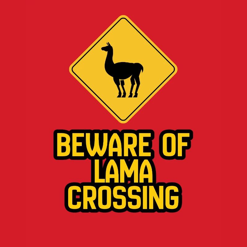 Lama Crossing Warnschild