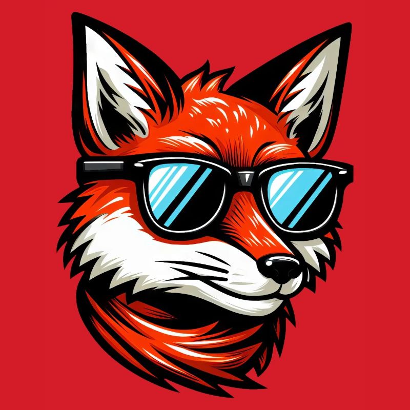 Cool Fox avec des lunettes de soleil Design de dessin animé mignon