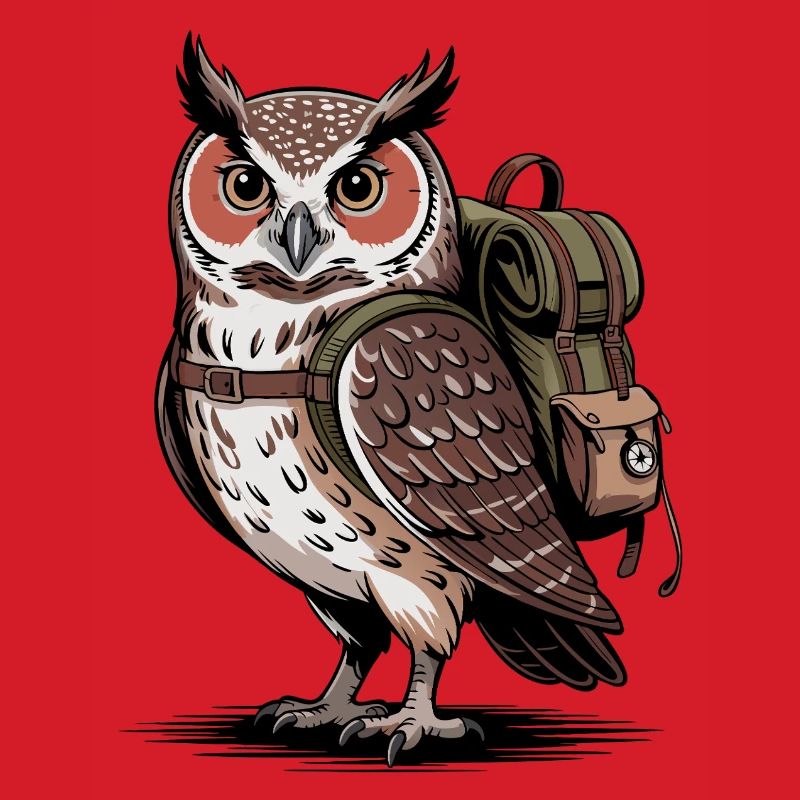 Eule mit Rucksack