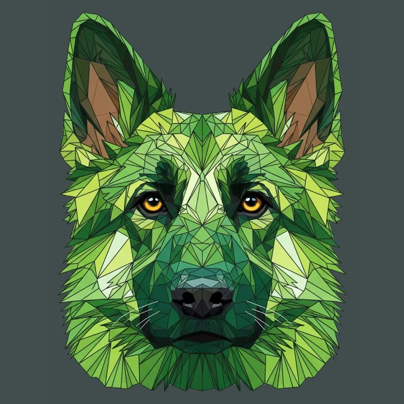 Grüner Polygonwolf