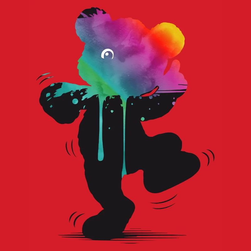 Rainbow Bear Silhouette with Watercolor Gradient