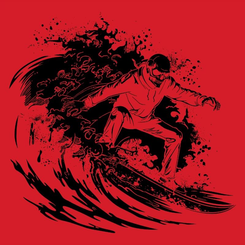 Surfing Skeleton Drawing