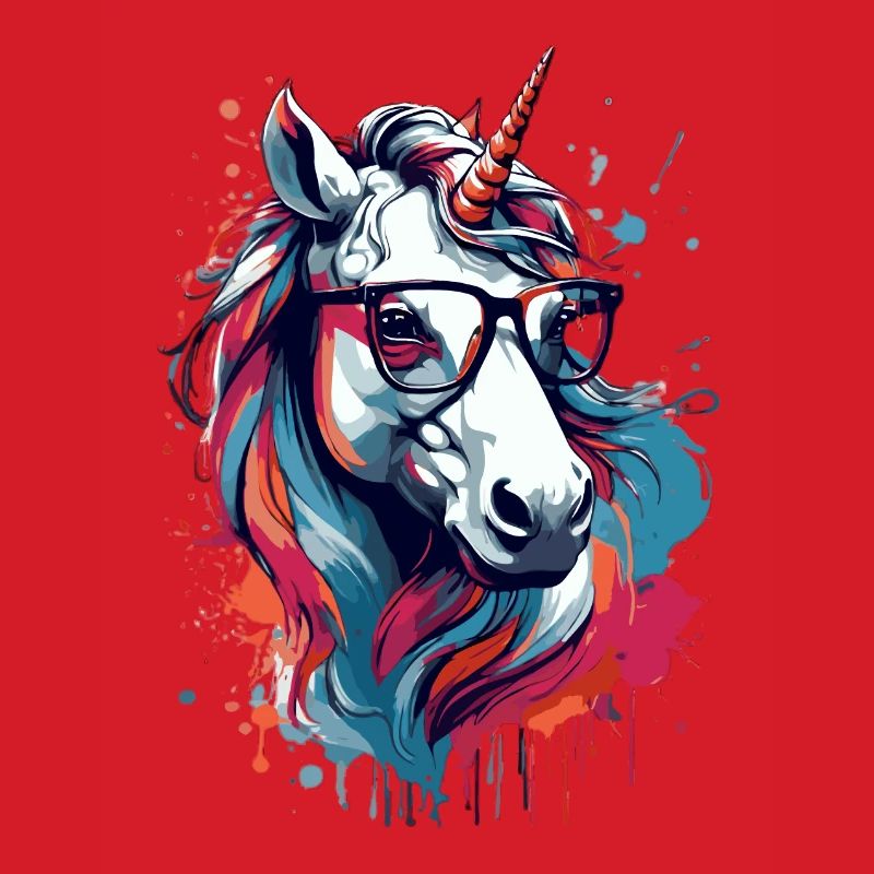 Bunter Einhorn Kunstdruck