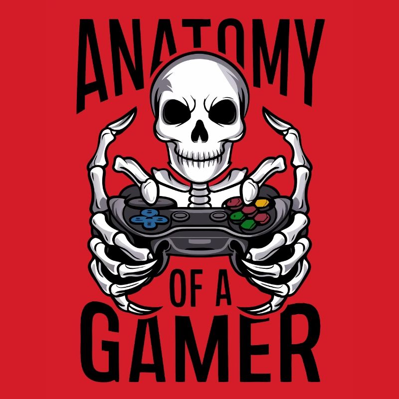 Gamer Skeleton mit Gamecontroller
