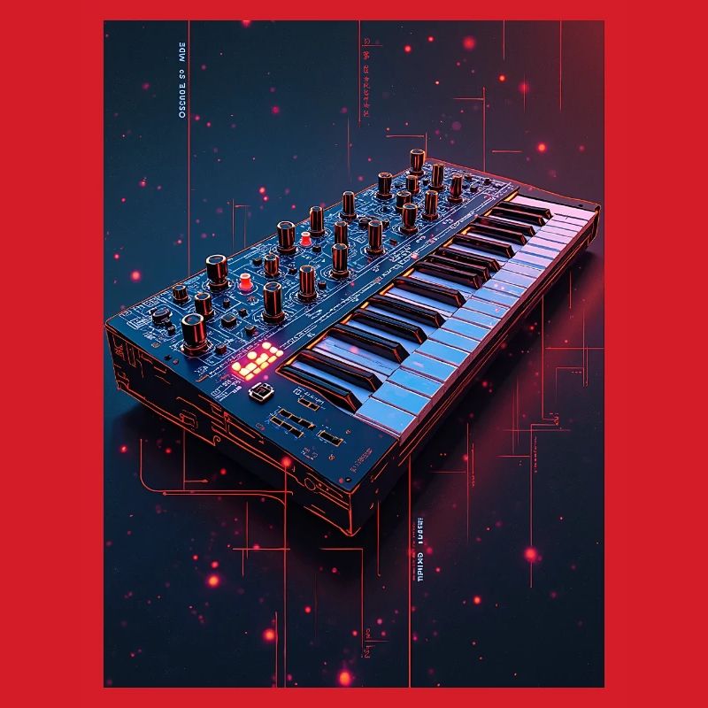 Futuristische Synthwave Musikkonsole