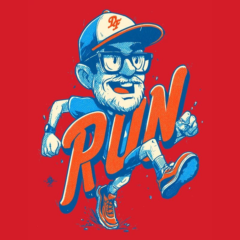 Funny runner with RUN lettering
