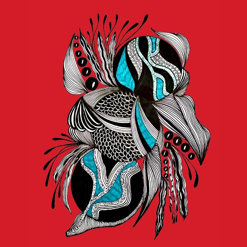 BlackTurquoise Scale Pattern