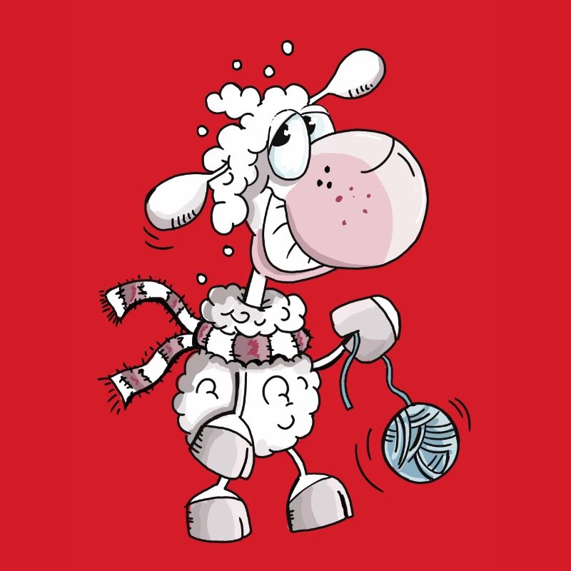 Schaf mit Wollknäuel - Schafe - Schäfchen - Comic
