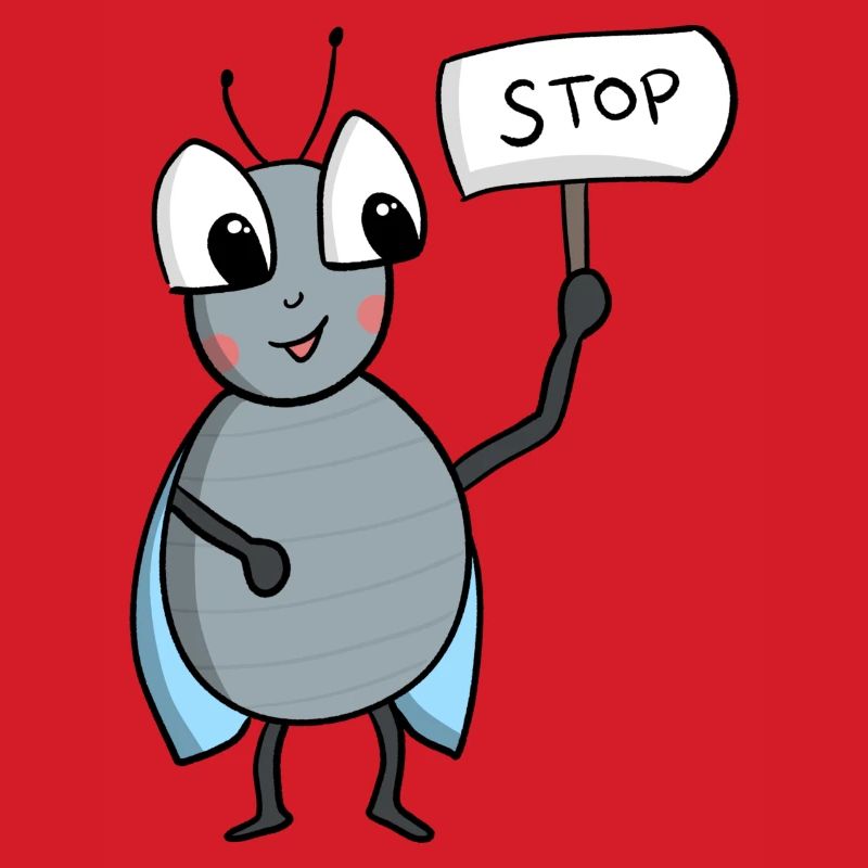 Fliege mit STOP Schild