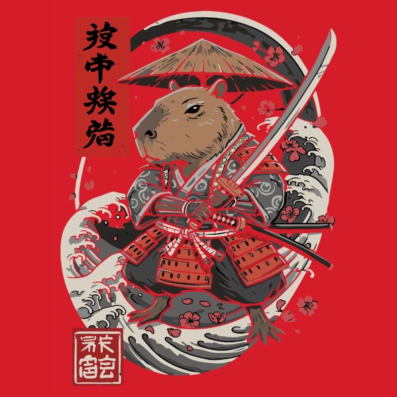 Samurai Capybara Kampf Illustration