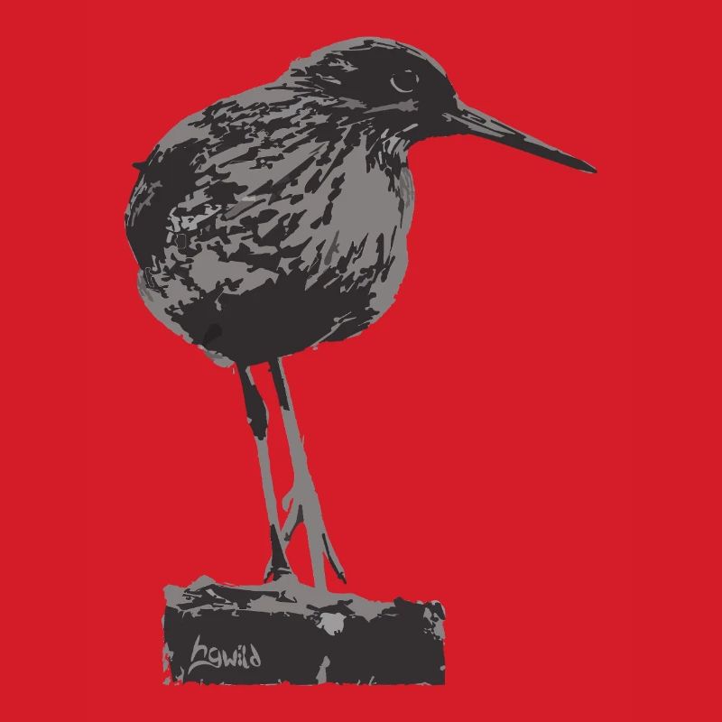 Rotschenkel - Monochrome Vogel Silhouette
