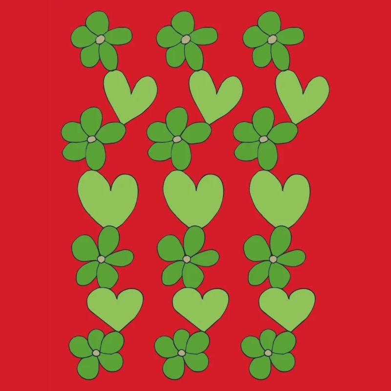 cœurs fleurs vert