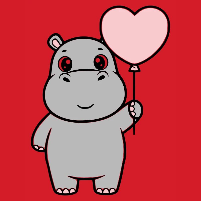 Süßes Nilpferd Herz Ballon Liebe