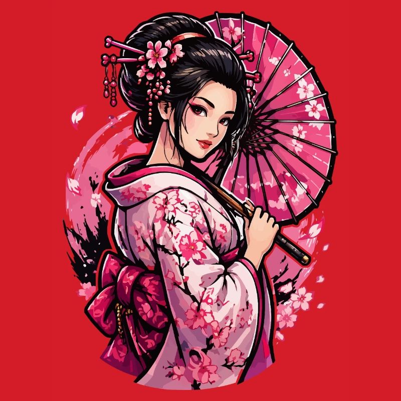 Geisha Cherry Blossom Kimono