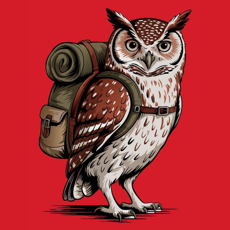 Wald-Eule mit Rucksack