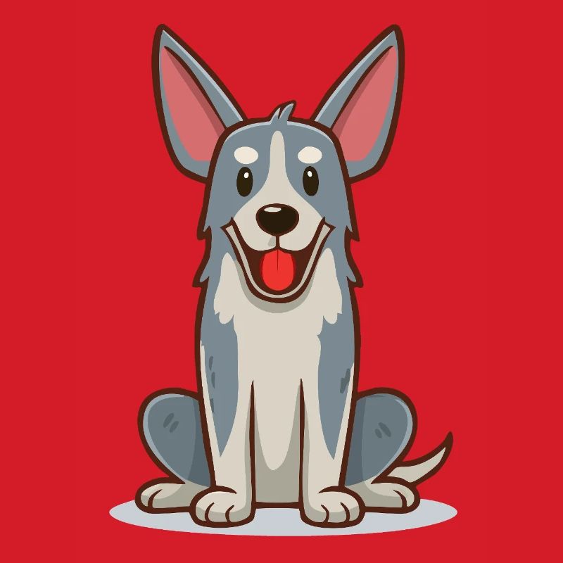 Kleiner, lustiger, grauer Hund (Comic)