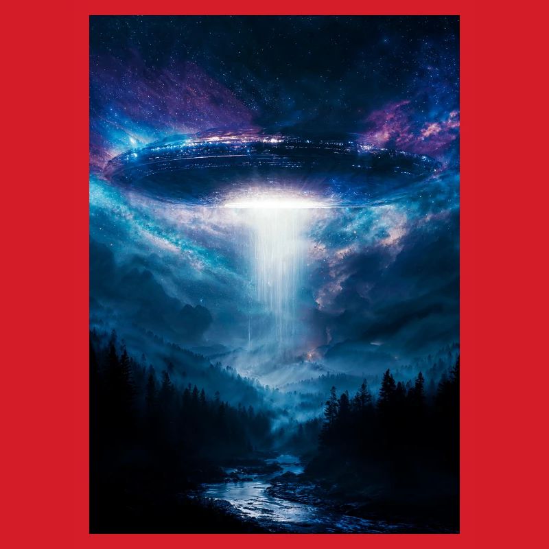 UFO-Strahl über Mitternachtswald