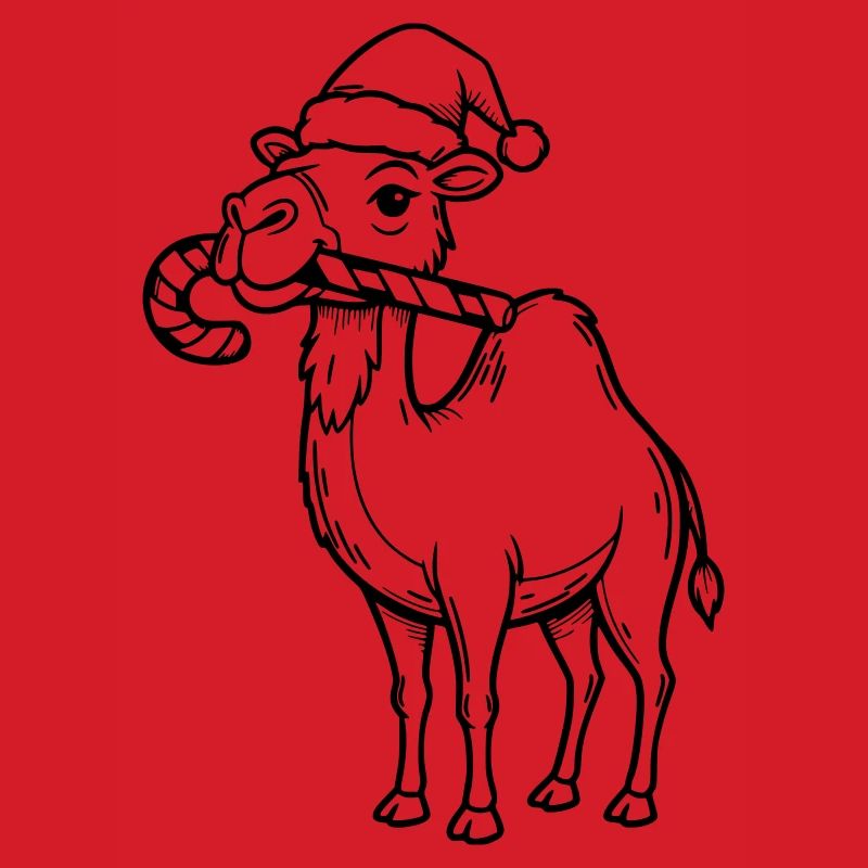 Kamel mit Weihnachtsmütze Illustration