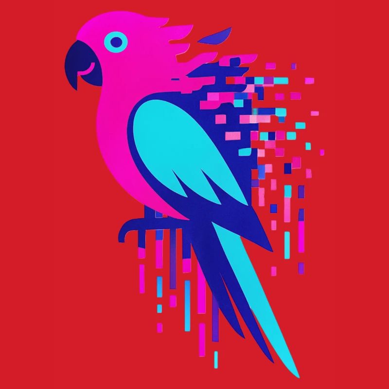 Glitch pixeliger Geek-Papagei