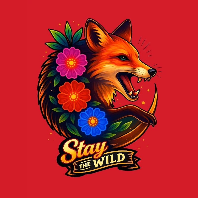 Fuchs mit Blumen Bleib wild