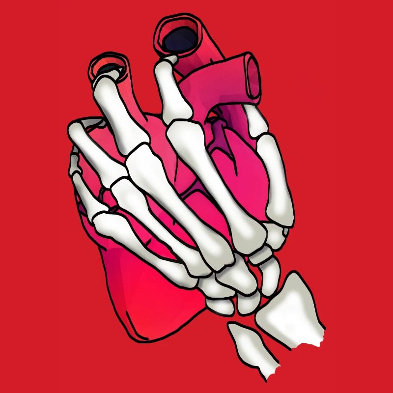 Heart in skeleton hand