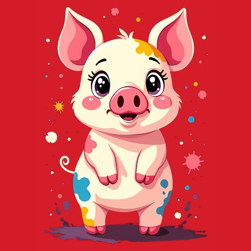 Schweinchen im Farbklecks-Design