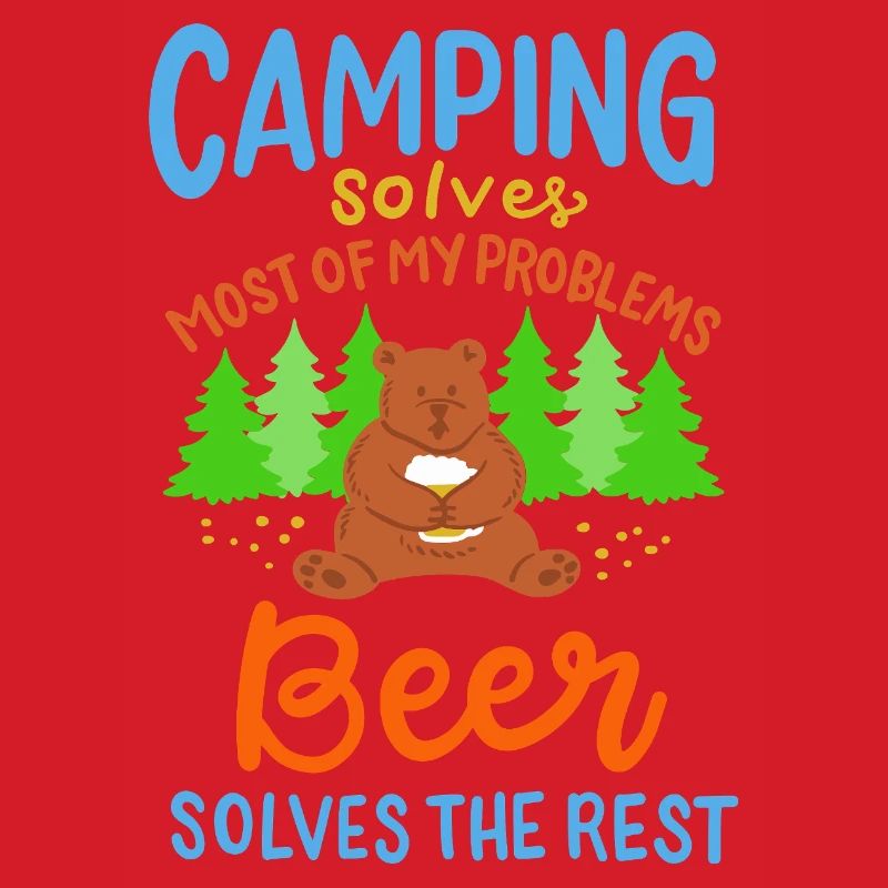 Funny Camping Bear Beer Solves Problems Art