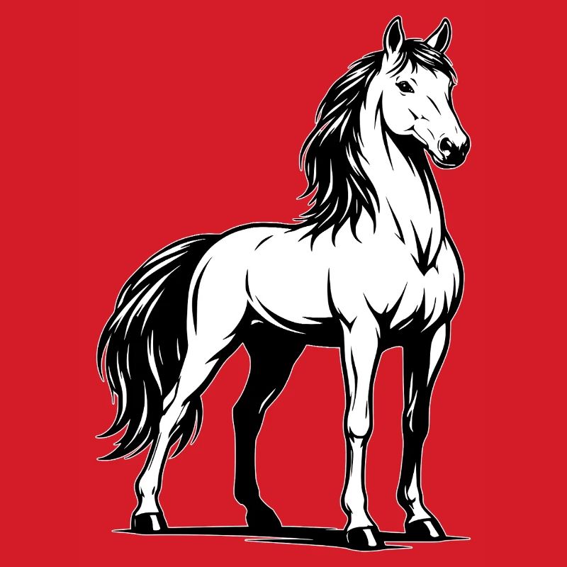 Pferd_stehend_Schwarz-Weiß