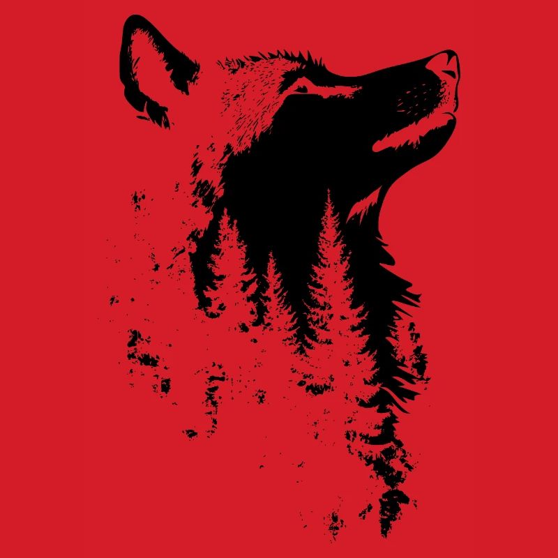 Wolf Face Forest Silhouette