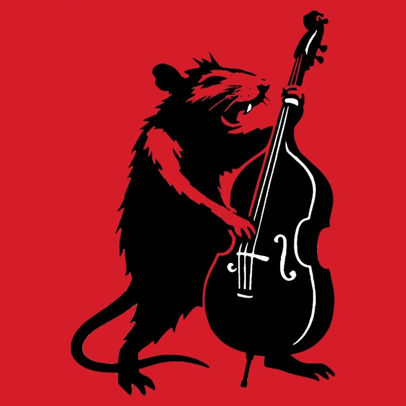 Bär mit Cello Monochrom