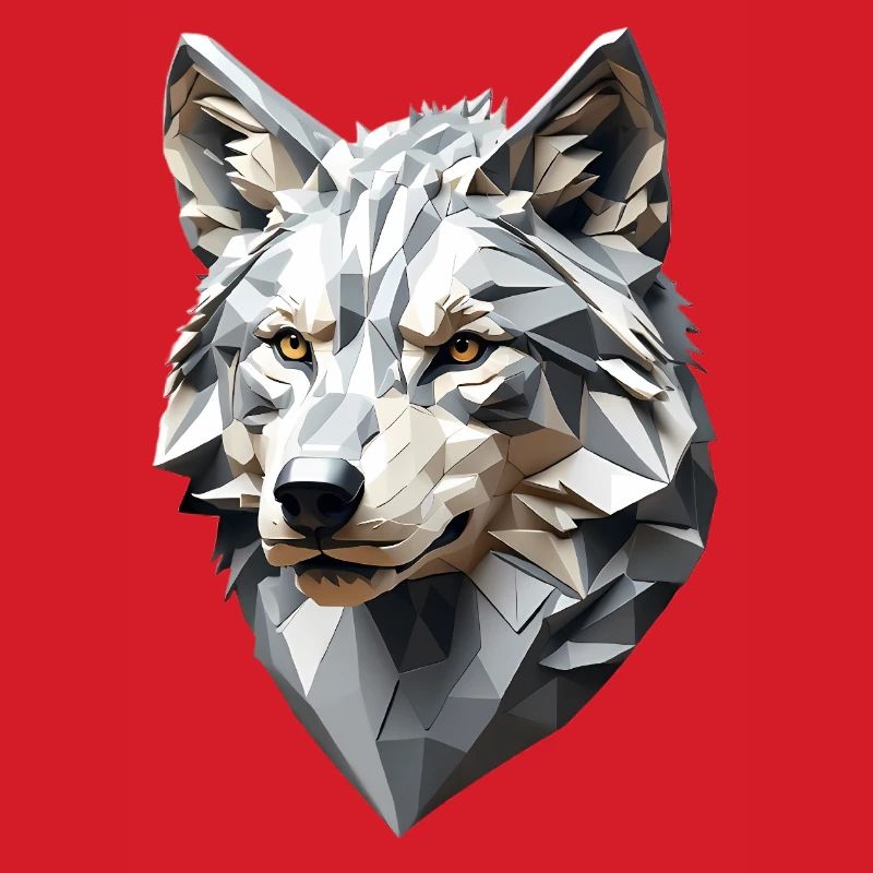 Wolfskopf LowPoly Geometrisch