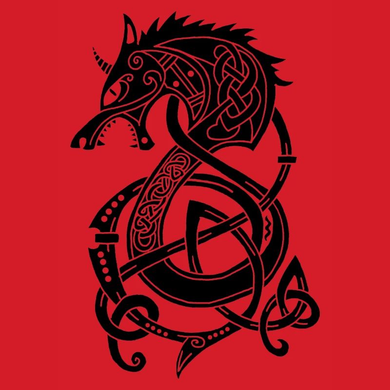 Wikingerwolf Drache (schwarz)