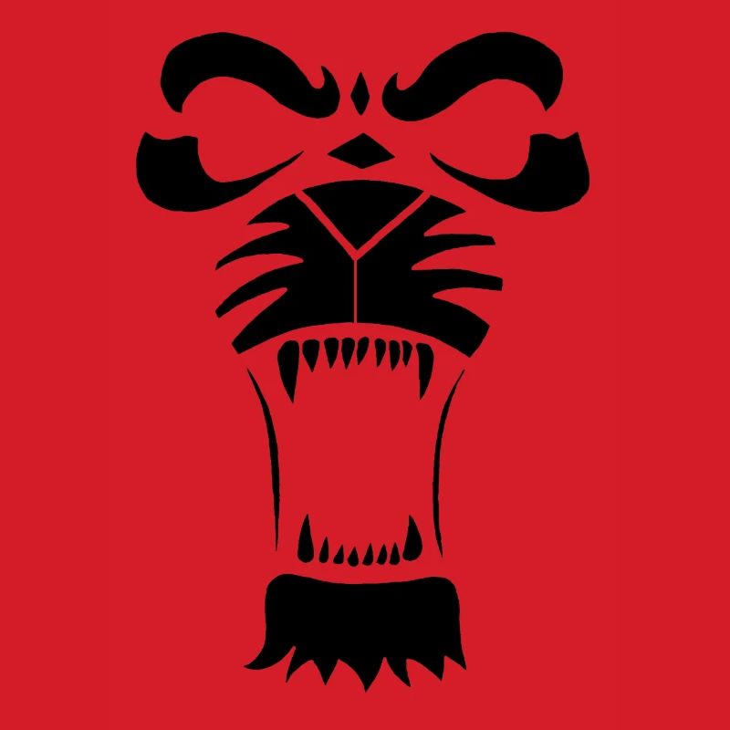 Raublöwe oder Tiger (Schwarz)