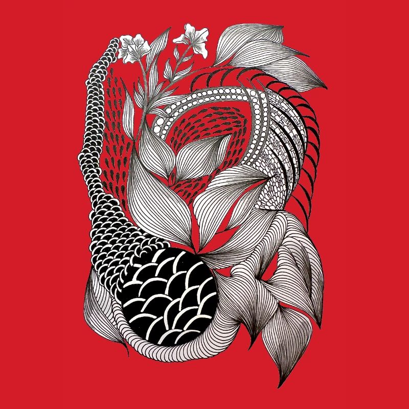 Black and White Leaf Snake Pattern