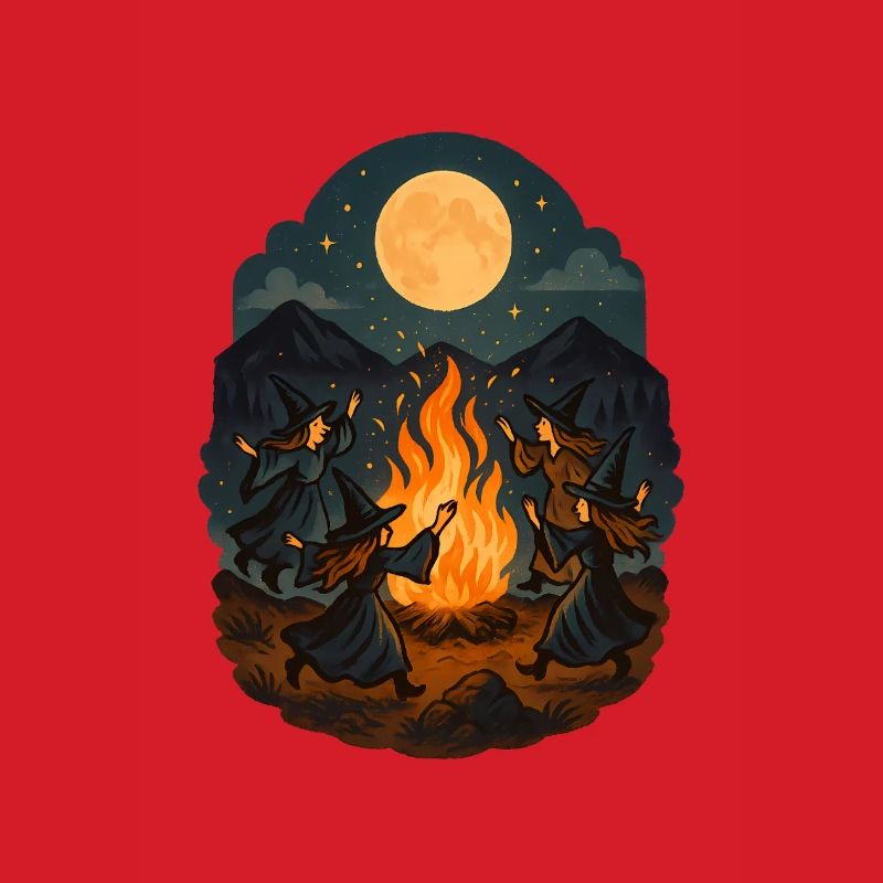 Witch Dance at Full Moon – Magic Fire Ritual