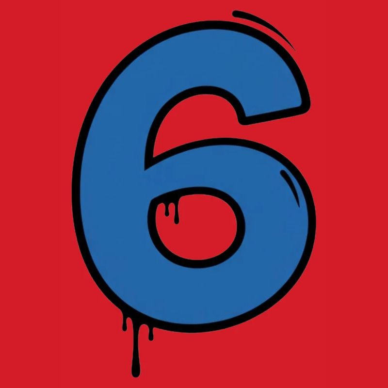 Graffiti Digit 6 Bleu