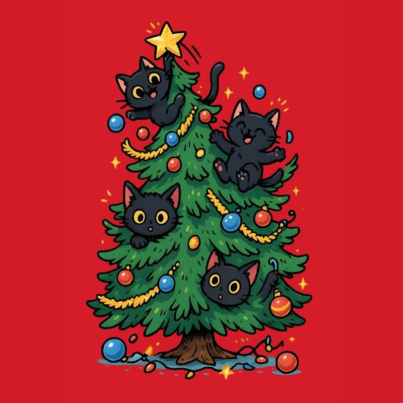 Weihnachtsbaum mit Katzen