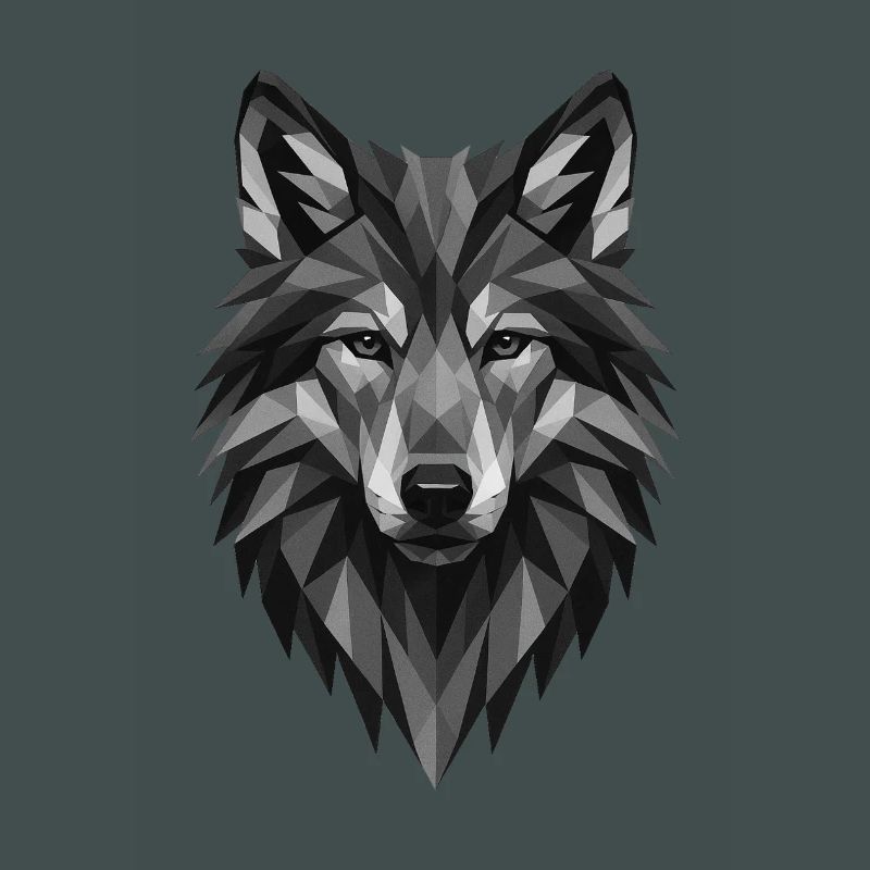 Geometrischer Grauwolf Kopf
