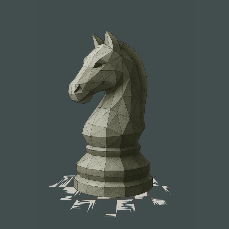 Low Poly Schach Springer Design