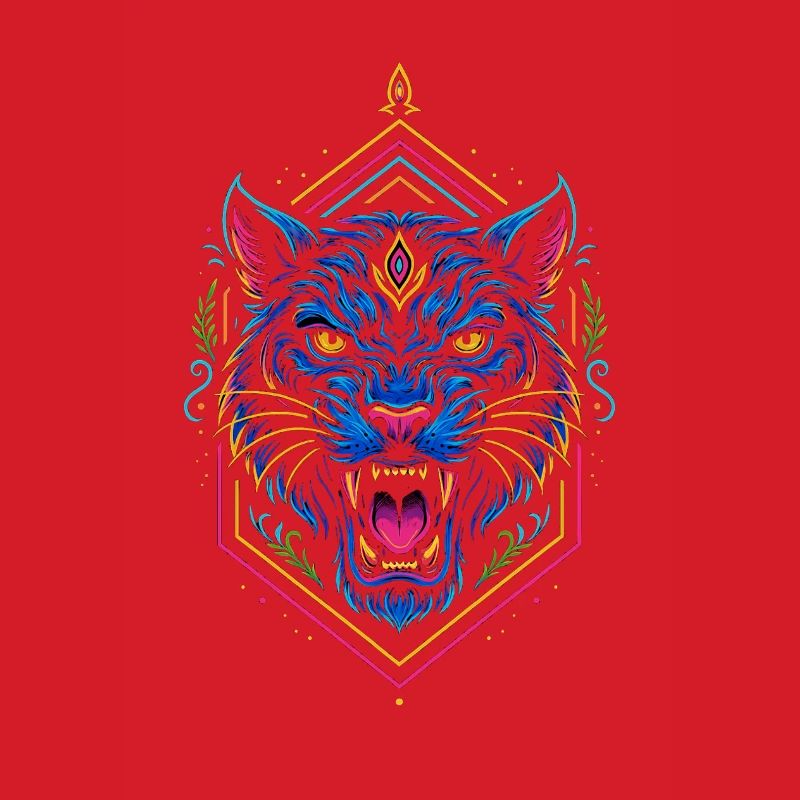 Neon Tiger Geometrischer Print