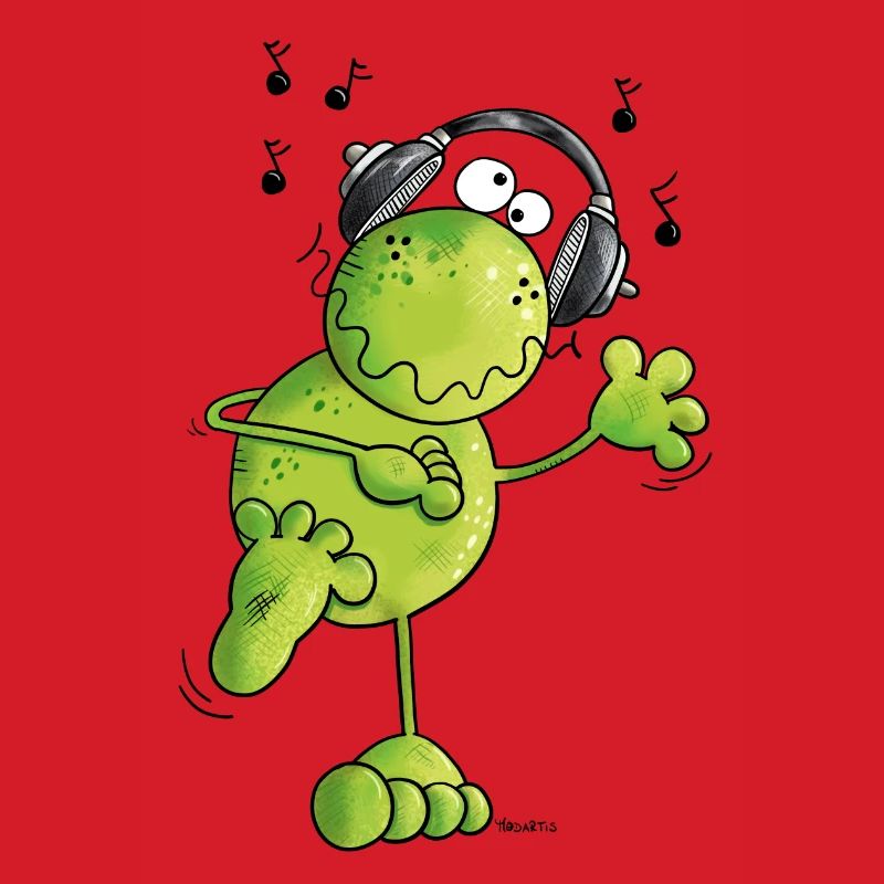 Frosch mit Kopfhörer