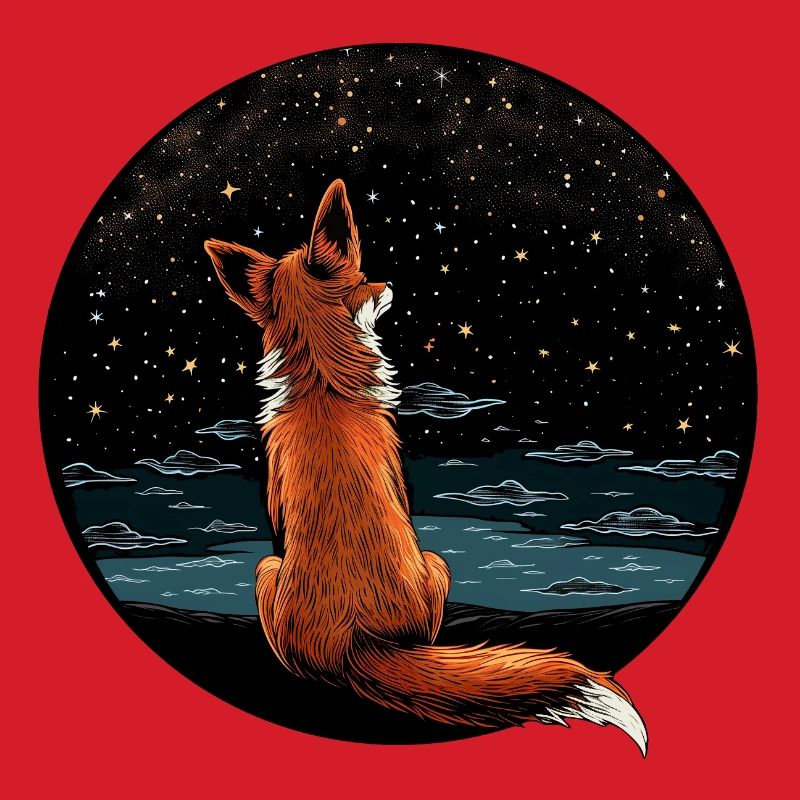 Fuchs mit Sternenhimmel