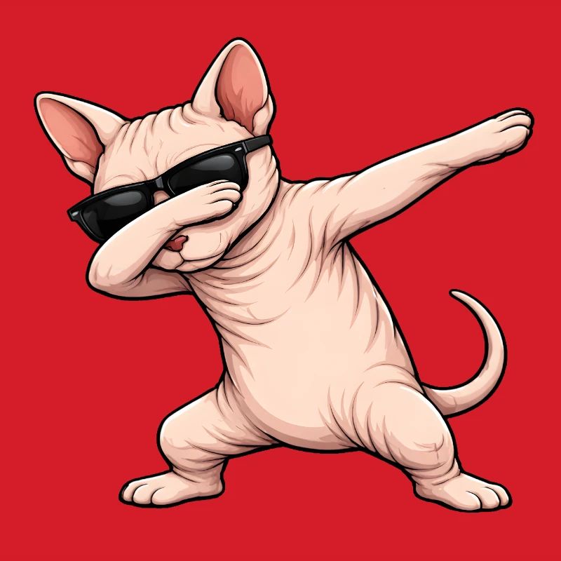 Dabbing Sphynx Katze