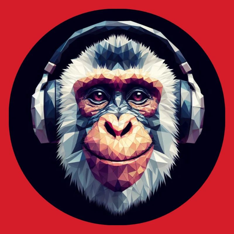 Cooler Affe mit Kopfhörern