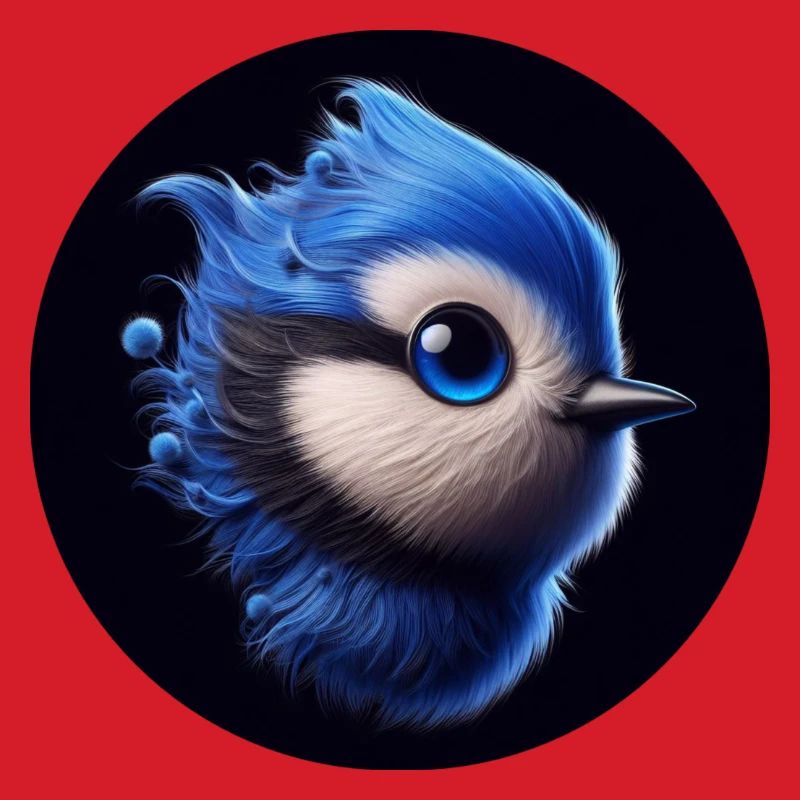 Blauer Vogel im Animationsstil