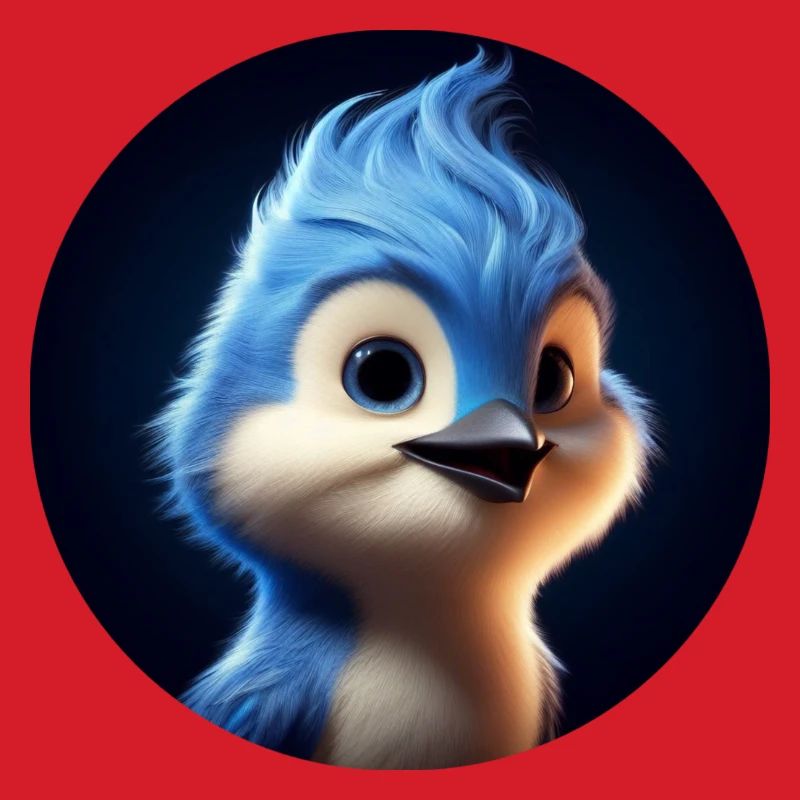 Blauer Vogel im Animationsstil